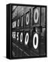 Boy Running Scoreboard at Griffith Stadium During the Baseball Game-Hank Walker-Framed Stretched Canvas