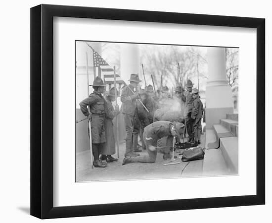 Boy Scouts making a fire for the visit of Sir Robert Baden-Powell to the White House, 1911-Harris & Ewing-Framed Photographic Print