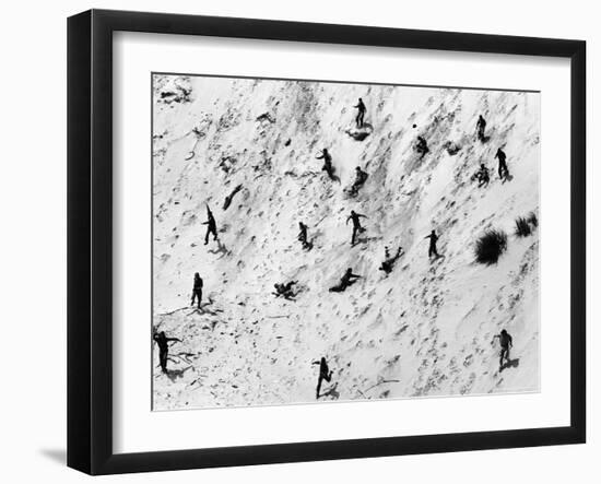 Boy Scouts Racing Down a Dune at the Indiana Dunes-Michael Rougier-Framed Photographic Print