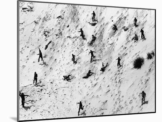 Boy Scouts Racing Down a Dune at the Indiana Dunes-Michael Rougier-Mounted Photographic Print