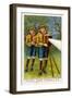 Boy Scouts Signalling with a Lamp-null-Framed Art Print