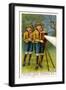 Boy Scouts Signalling with a Lamp-null-Framed Art Print