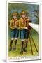 Boy Scouts Signalling with a Lamp-null-Mounted Art Print