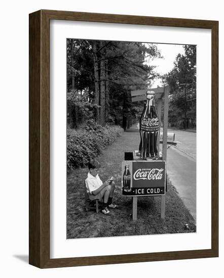 Boy Selling Coca-Cola from Roadside Stand-Alfred Eisenstaedt-Framed Photographic Print