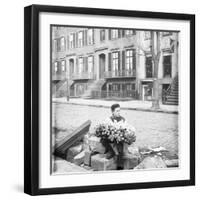 Boy Selling Flowers-null-Framed Photographic Print