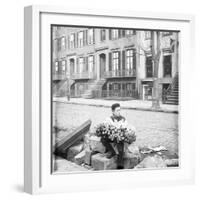 Boy Selling Flowers-null-Framed Photographic Print