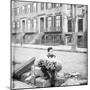 Boy Selling Flowers-null-Mounted Photographic Print