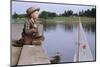 Boy Sitting by Lake in Cowboy Hat-William P. Gottlieb-Mounted Photographic Print