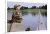 Boy Sitting by Lake in Cowboy Hat-William P. Gottlieb-Framed Photographic Print