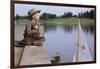 Boy Sitting by Lake in Cowboy Hat-William P. Gottlieb-Framed Photographic Print