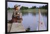 Boy Sitting by Lake in Cowboy Hat-William P. Gottlieb-Framed Photographic Print