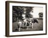 Boy Squirting Cow's Milk-null-Framed Photographic Print