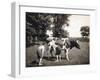 Boy Squirting Cow's Milk-null-Framed Photographic Print