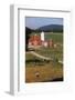 Boy Standing in Field Near Red Barn-William P. Gottlieb-Framed Photographic Print