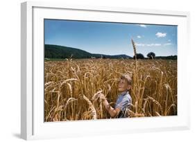 Boy Standing in Field of Wheat-William P. Gottlieb-Framed Photographic Print
