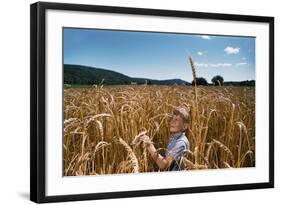 Boy Standing in Field of Wheat-William P. Gottlieb-Framed Photographic Print