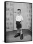 Boy Standing in Oversized Shoes-Philip Gendreau-Framed Stretched Canvas