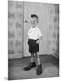 Boy Standing in Oversized Shoes-Philip Gendreau-Mounted Photographic Print