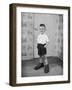 Boy Standing in Oversized Shoes-Philip Gendreau-Framed Photographic Print