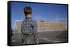 Boy Standing in Schoolyard-William P. Gottlieb-Framed Stretched Canvas