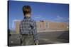 Boy Standing in Schoolyard-William P. Gottlieb-Stretched Canvas