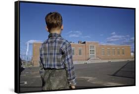 Boy Standing in Schoolyard-William P. Gottlieb-Framed Stretched Canvas