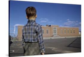 Boy Standing in Schoolyard-William P. Gottlieb-Stretched Canvas