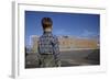 Boy Standing in Schoolyard-William P. Gottlieb-Framed Photographic Print