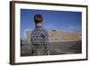 Boy Standing in Schoolyard-William P. Gottlieb-Framed Photographic Print