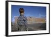 Boy Standing in Schoolyard-William P. Gottlieb-Framed Photographic Print