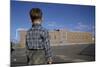 Boy Standing in Schoolyard-William P. Gottlieb-Mounted Photographic Print