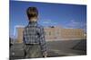 Boy Standing in Schoolyard-William P. Gottlieb-Mounted Photographic Print