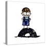 Boy Standing on a Tire-null-Stretched Canvas