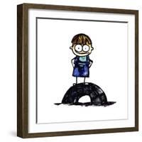 Boy Standing on a Tire-null-Framed Giclee Print