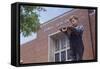 Boy Standing Outside School-William P. Gottlieb-Framed Stretched Canvas