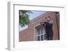 Boy Standing Outside School-William P. Gottlieb-Framed Photographic Print