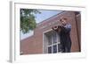 Boy Standing Outside School-William P. Gottlieb-Framed Photographic Print