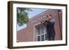 Boy Standing Outside School-William P. Gottlieb-Framed Photographic Print