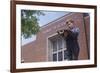 Boy Standing Outside School-William P. Gottlieb-Framed Photographic Print