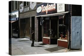 Boy Standing Outside Toyland-William P. Gottlieb-Stretched Canvas