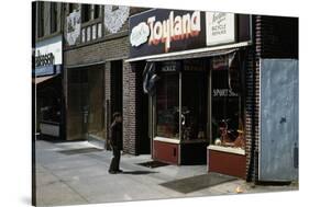 Boy Standing Outside Toyland-William P. Gottlieb-Stretched Canvas