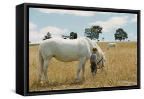 Boy Standing with Horse in a Field-William P. Gottlieb-Framed Stretched Canvas