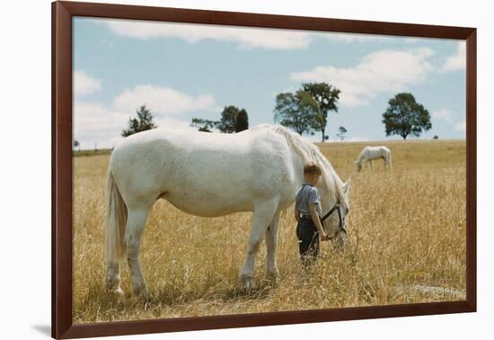 Boy Standing with Horse in a Field-William P. Gottlieb-Framed Photographic Print