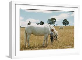 Boy Standing with Horse in a Field-William P. Gottlieb-Framed Photographic Print