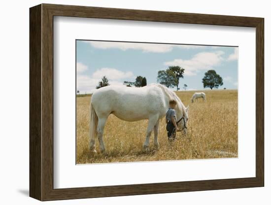 Boy Standing with Horse in a Field-William P. Gottlieb-Framed Photographic Print