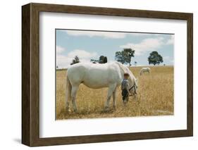 Boy Standing with Horse in a Field-William P. Gottlieb-Framed Photographic Print