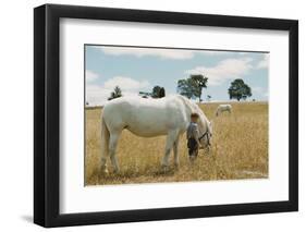 Boy Standing with Horse in a Field-William P. Gottlieb-Framed Photographic Print