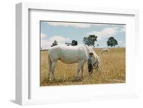 Boy Standing with Horse in a Field-William P. Gottlieb-Framed Photographic Print