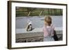 Boy Standing with Kitten in Schoolyard-William P. Gottlieb-Framed Photographic Print