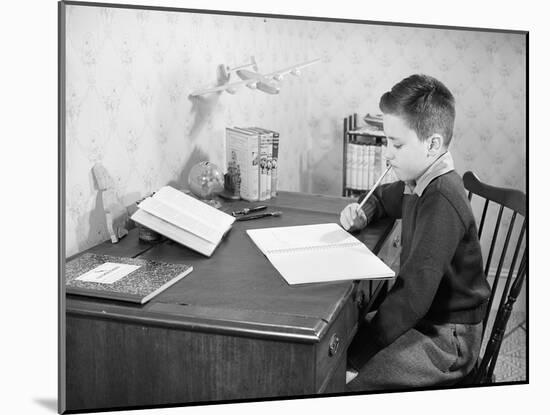 Boy Studying at Desk-Philip Gendreau-Mounted Photographic Print